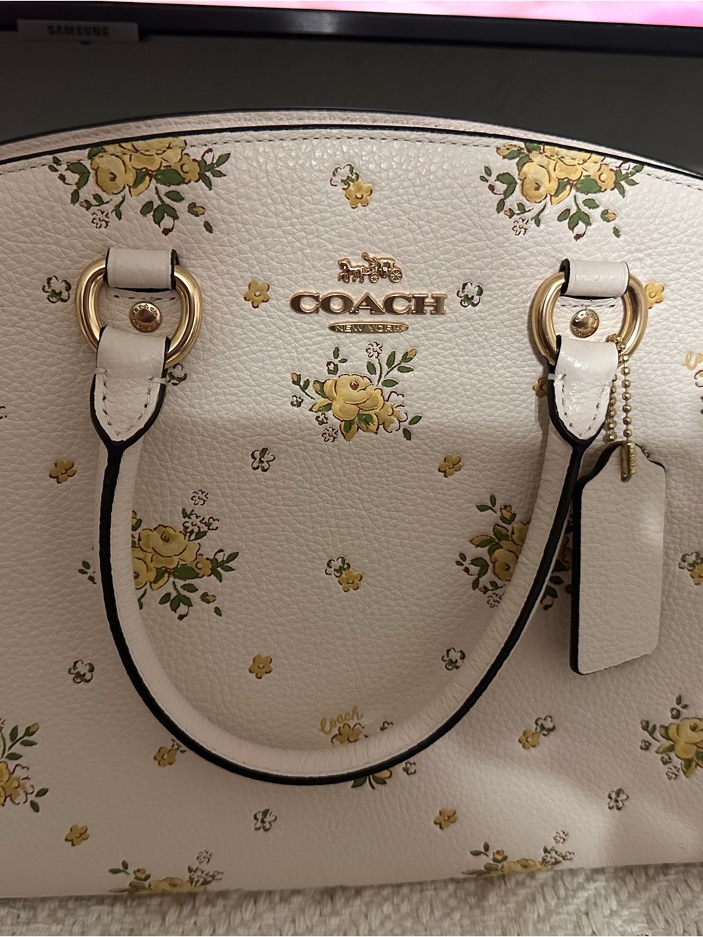Coach Cream Floral Leather Satchel and Wallet Set - Coach Savannah - Picture 3 of 9